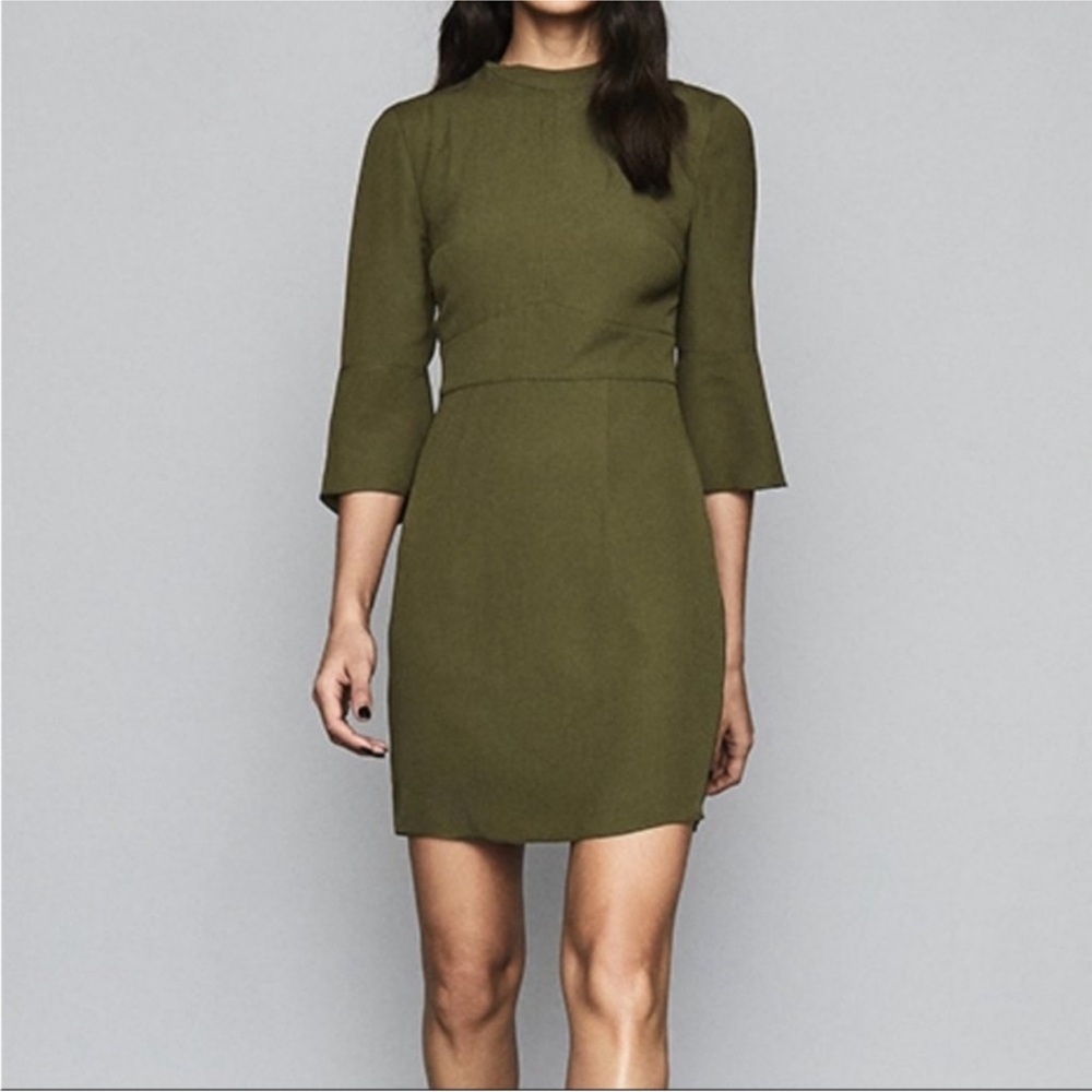 REISS Cora Three Quarter Sleeve Dress
Olive Green Crepe w/ Back Tie Size 8